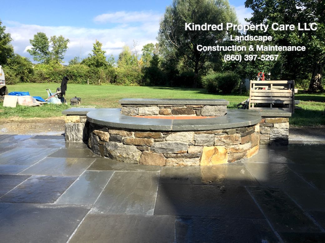 Custom natural stone fire pit